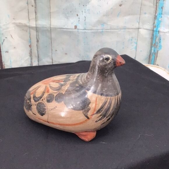 Handcrafted Ceramic Bird Figurine With Tribal Design - Picture 1 of 6